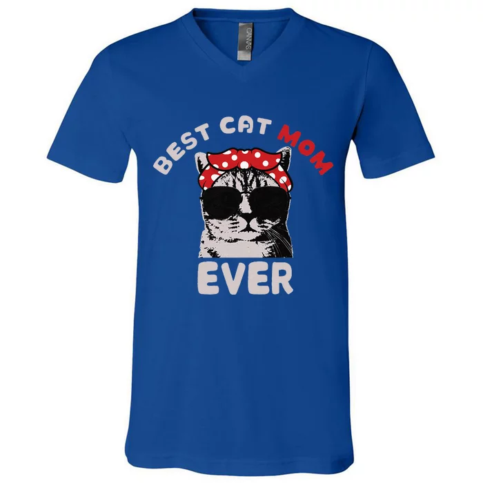 Meow Cat Meow Kitty Funny Cats Mom And Cat Dad V-Neck T-Shirt