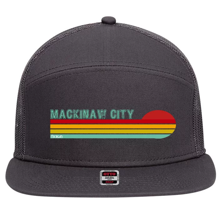 Mackinaw City Michigan 7 Panel Mesh Trucker Snapback Hat