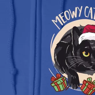 Meowy Catmas Merry Catmas Black Cat Christmas Funny Xmas Gift Full Zip Hoodie