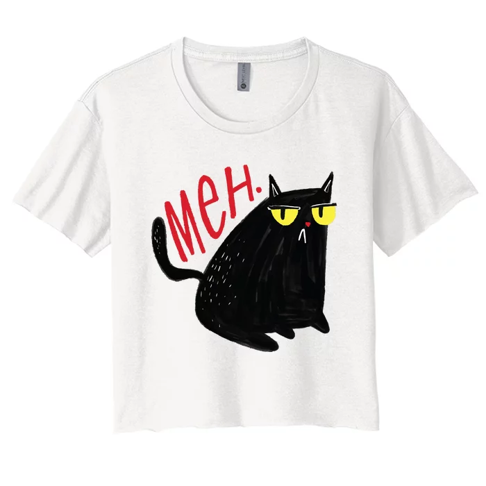 Meh Cat Women's Crop Top Tee