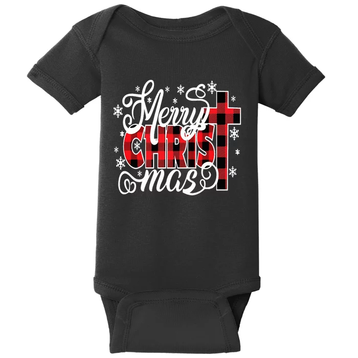 Merry Christ Mas Christian Jesus Christmas Pjs Xmas Pajamas Baby Bodysuit