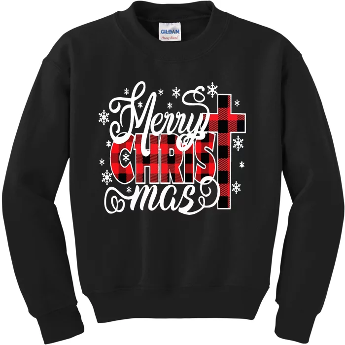 Merry Christ Mas Christian Jesus Christmas Pjs Xmas Pajamas Kids Sweatshirt