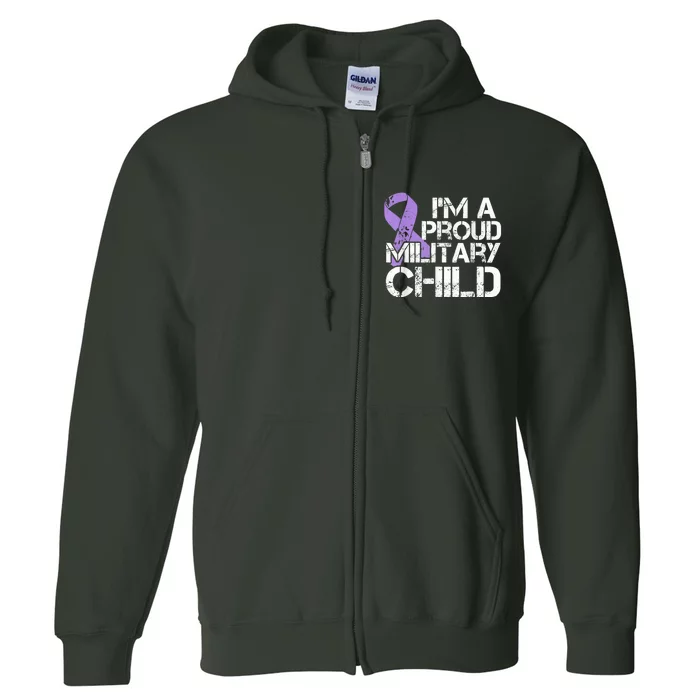 Military Child Month Boys Shirt Purple Up Brat Kid Full Zip Hoodie