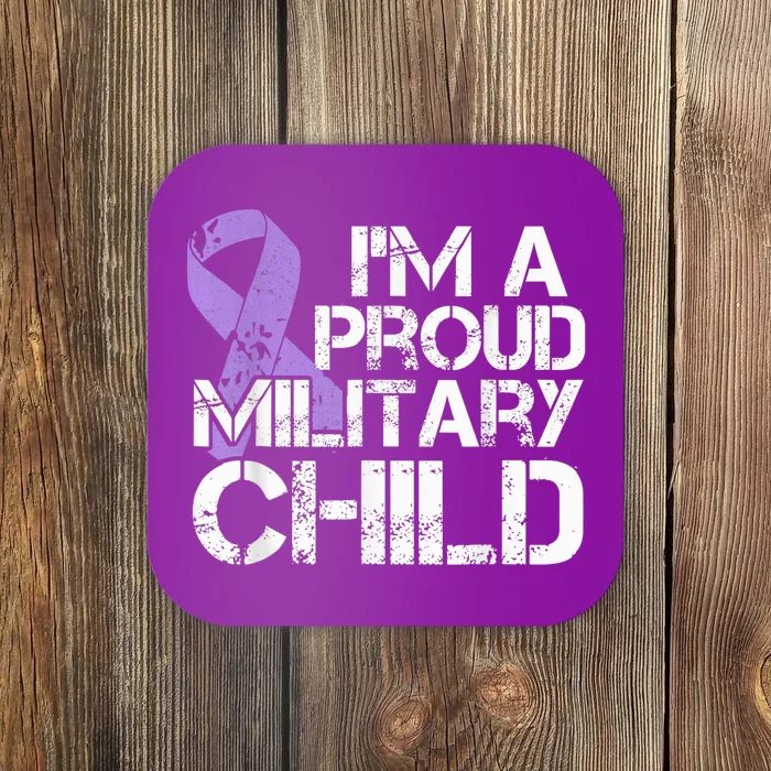 Military Child Month Boys Shirt Purple Up Brat Kid Coaster