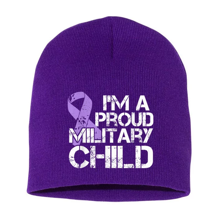 Military Child Month Boys Shirt Purple Up Brat Kid Short Acrylic Beanie