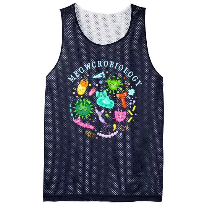 Meowcrobiology Cat Meow Microbiology Science Bacteriology Mesh Reversible Basketball Jersey Tank