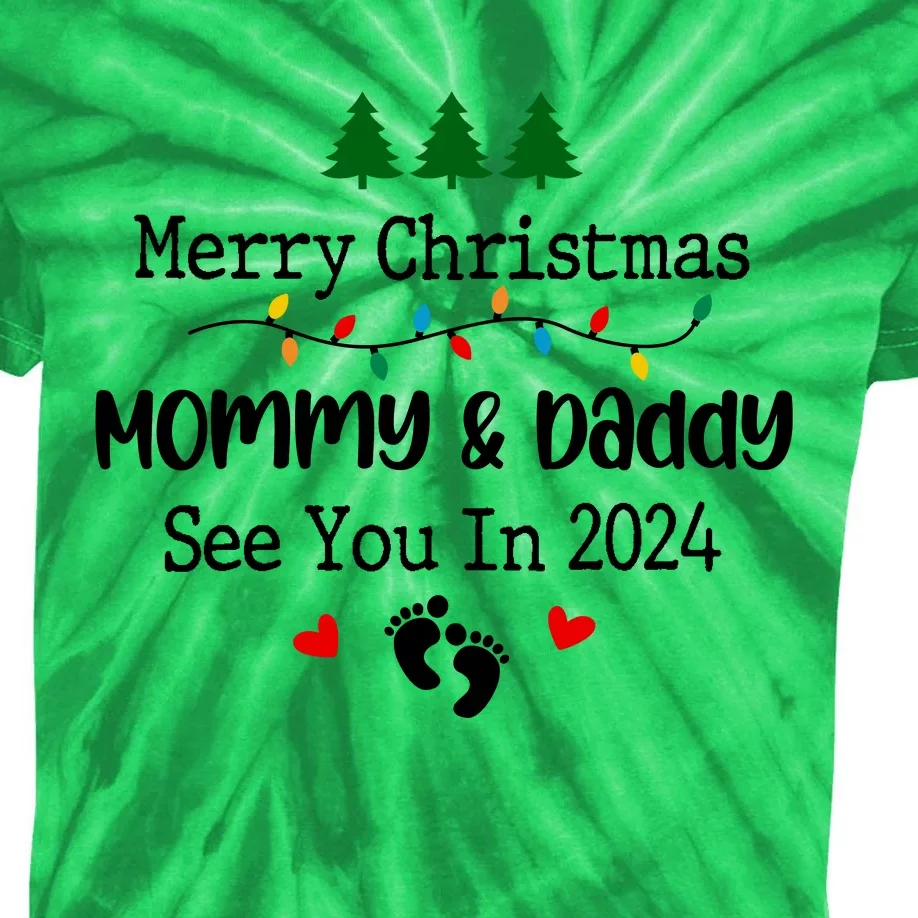 Merry Christmas Mommy And Daddy See You In 2024 Kids Tie-Dye T-Shirt