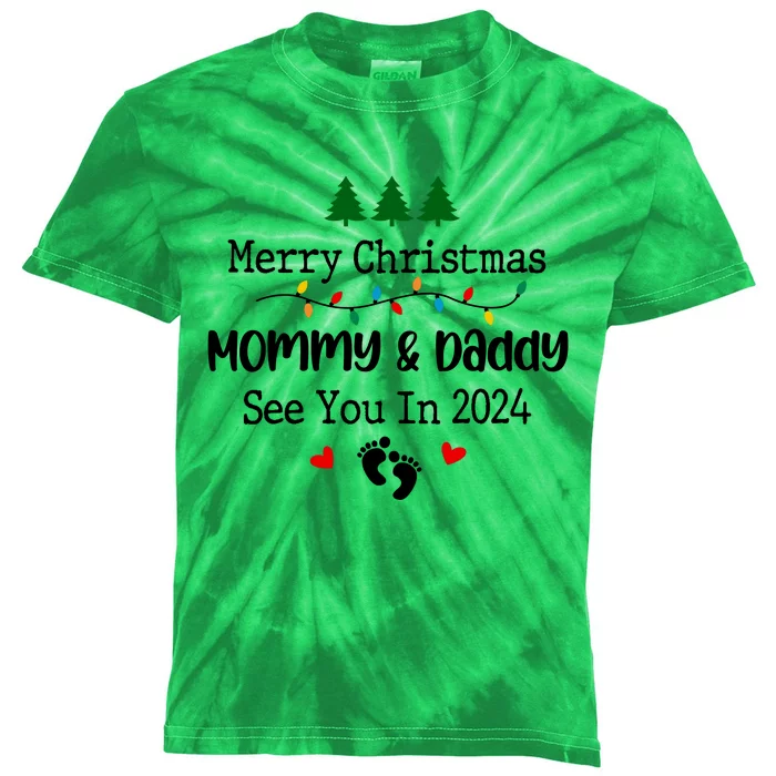 Merry Christmas Mommy And Daddy See You In 2024 Kids Tie-Dye T-Shirt