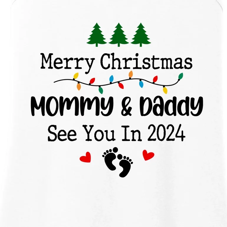 Merry Christmas Mommy And Daddy See You In 2024 Ladies Essential Tank