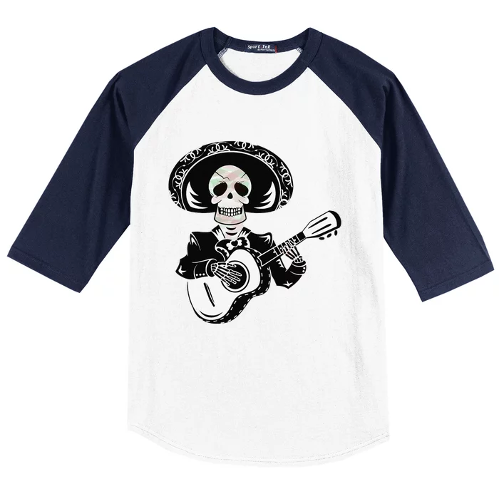 Mexican Charro Mariachi Halloween Dia De Muertos Baseball Sleeve Shirt