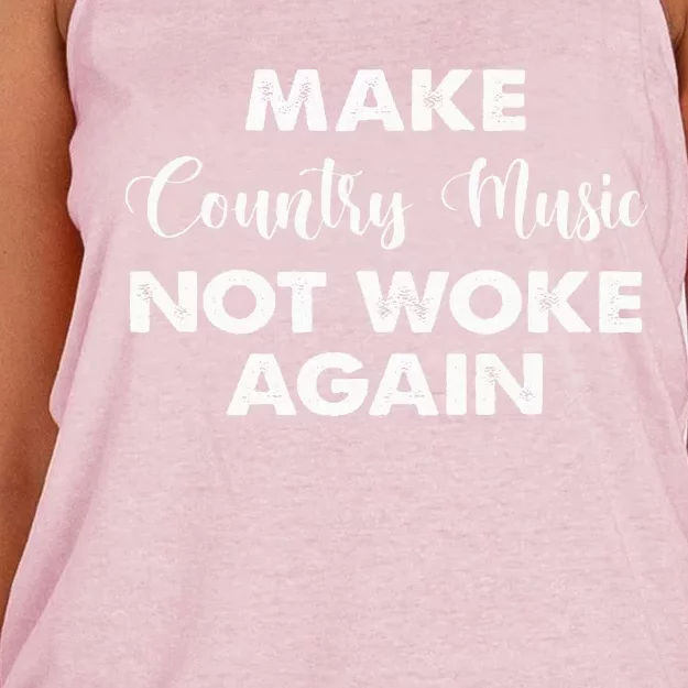 Make Country Music Not Woke Again Women's Knotted Racerback Tank