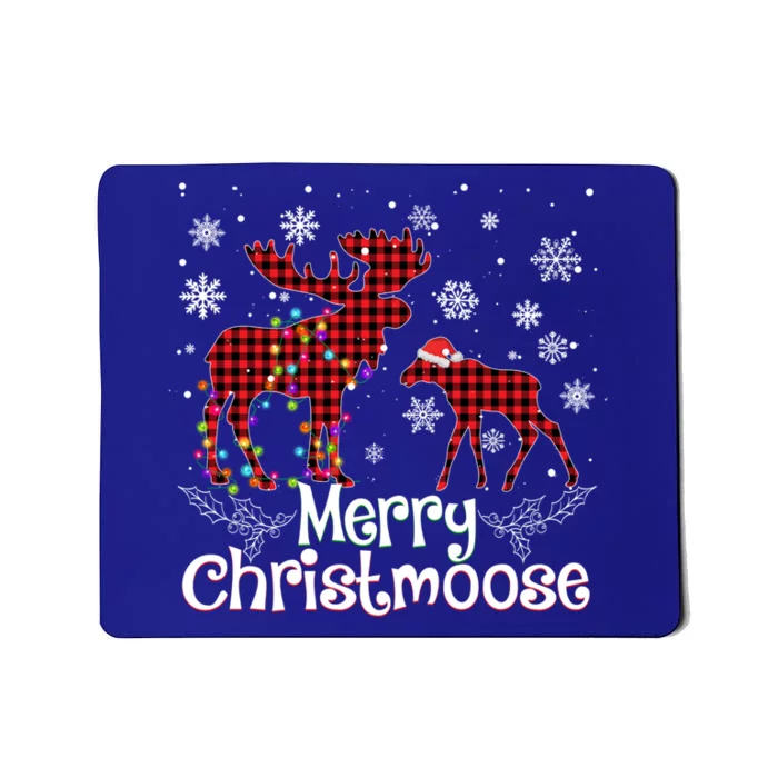 Merry Christmoose Moose Buffalo Red Plaid Christmas Gift Mousepad