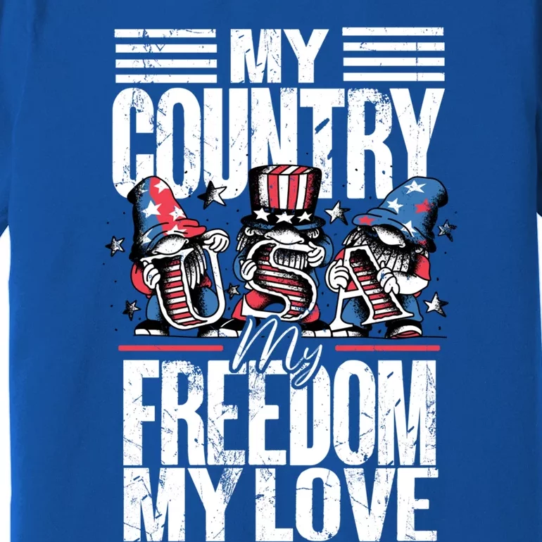 My Country My Freedom My Love Gift 4th Of July American Flag Cute Gift Premium T-Shirt