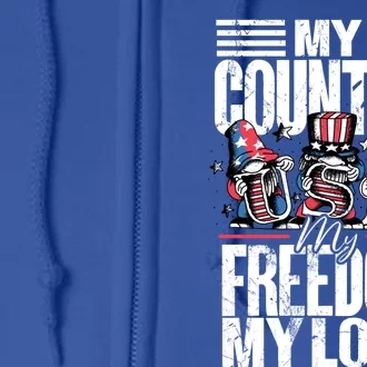 My Country My Freedom My Love Gift 4th Of July American Flag Cute Gift Full Zip Hoodie