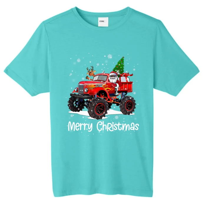 Merry Christmas Monster Truck Reindeer Santa Xmas Pajamas Meaningful Gift ChromaSoft Performance T-Shirt