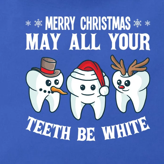 Merry Christmas May All Your Teeth Be White Dentist Dental Funny Gift Zip Tote Bag