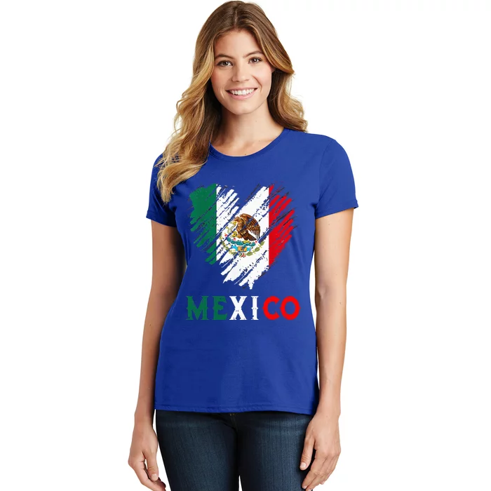 Mexico City Mexican Flag Heart Viva Mexico Independence Day Women's T-Shirt