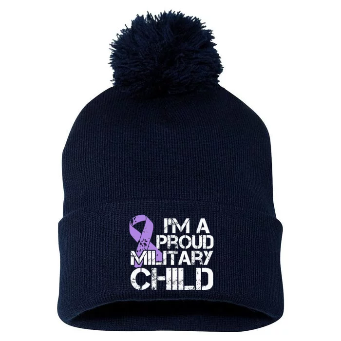 Military Child Month Purple Up Brat Pom Pom 12in Knit Beanie