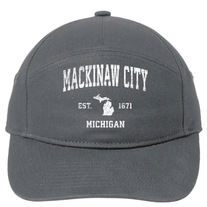 Mackinaw City Michigan Mi Vintage Athletic Sports 7-Panel Snapback Hat