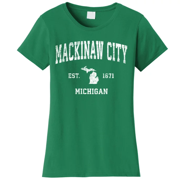 Mackinaw City Michigan Mi Vintage Athletic Sports Women's T-Shirt