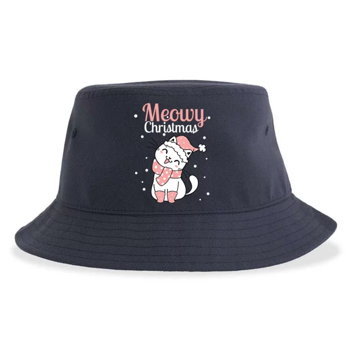 Meowy Catmas Meowy Xmas Winter Holidays Reindeer Cat Lovers Sustainable Bucket Hat