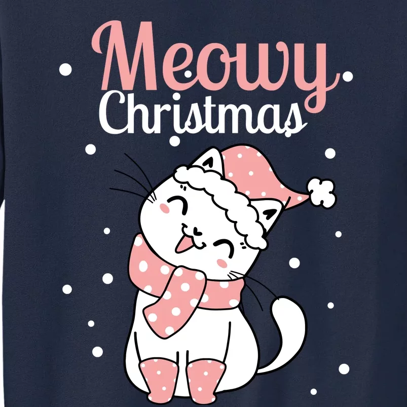 Meowy Catmas Meowy Xmas Winter Holidays Reindeer Cat Lovers Tall Sweatshirt