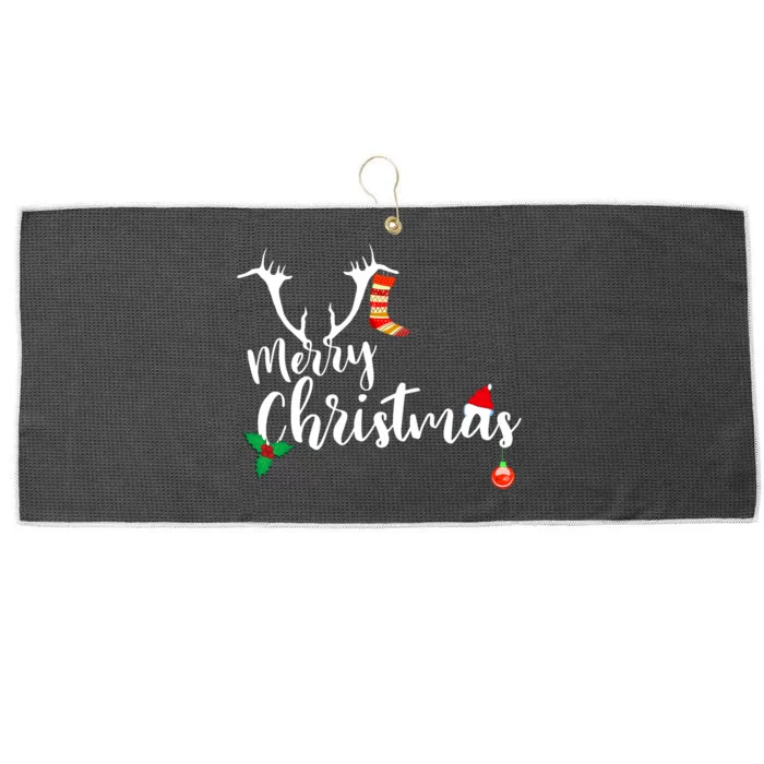 Merry Christmas Large Microfiber Waffle Golf Towel