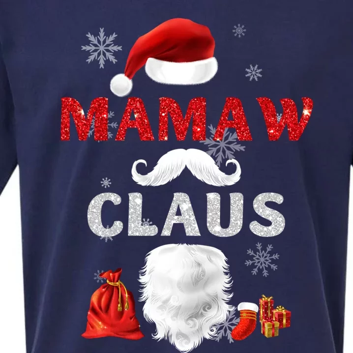 Mamaw Claus Matching Family Christmas Santa Gift Sueded Cloud Jersey T-Shirt