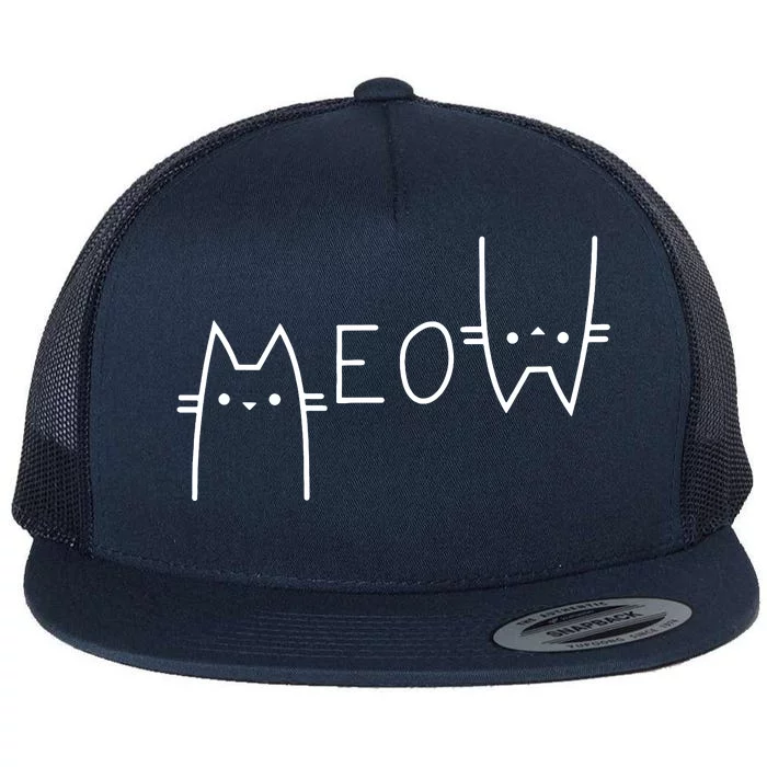 Meow Cat Meow Kitty Flat Bill Trucker Hat