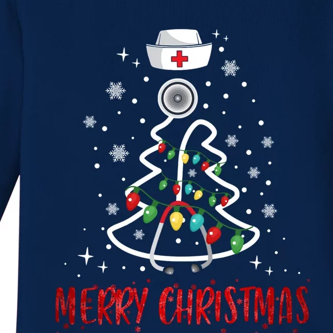 Merry Christmas Nurse Gift Stethoscope Tree Lights Xmas Meaningful Gift Baby Long Sleeve Bodysuit