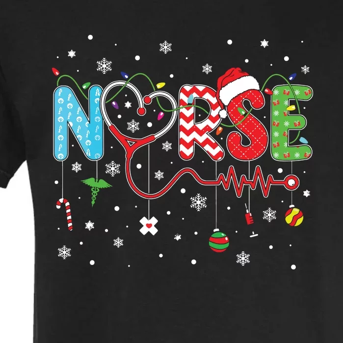 Merry Christmas Nurse Xmas Scrub Nurse Christmas Pattern Garment-Dyed Heavyweight T-Shirt