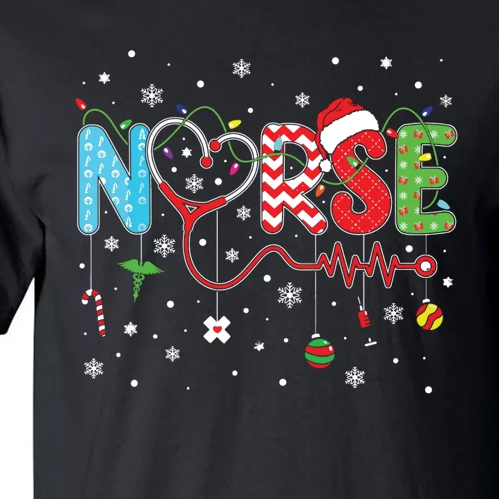 Merry Christmas Nurse Xmas Scrub Nurse Christmas Pattern Tall T-Shirt