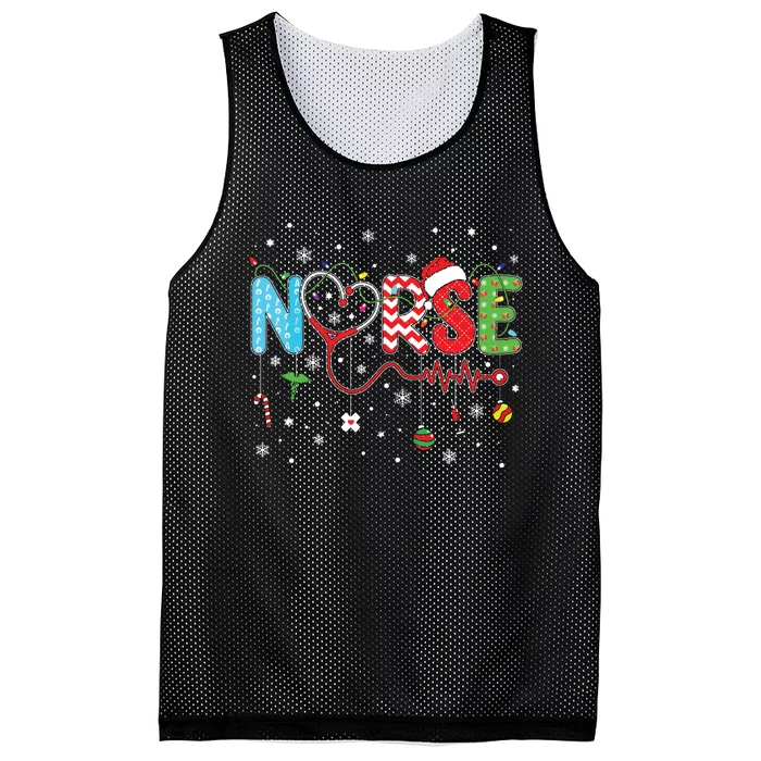 Merry Christmas Nurse Xmas Scrub Nurse Christmas Pattern Mesh Reversible Basketball Jersey Tank