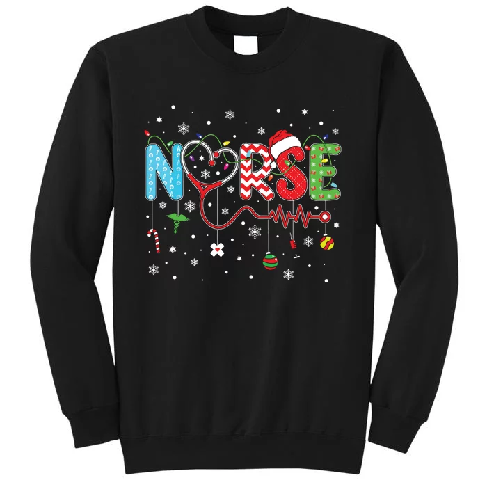 Merry Christmas Nurse Xmas Scrub Nurse Christmas Pattern Tall Sweatshirt