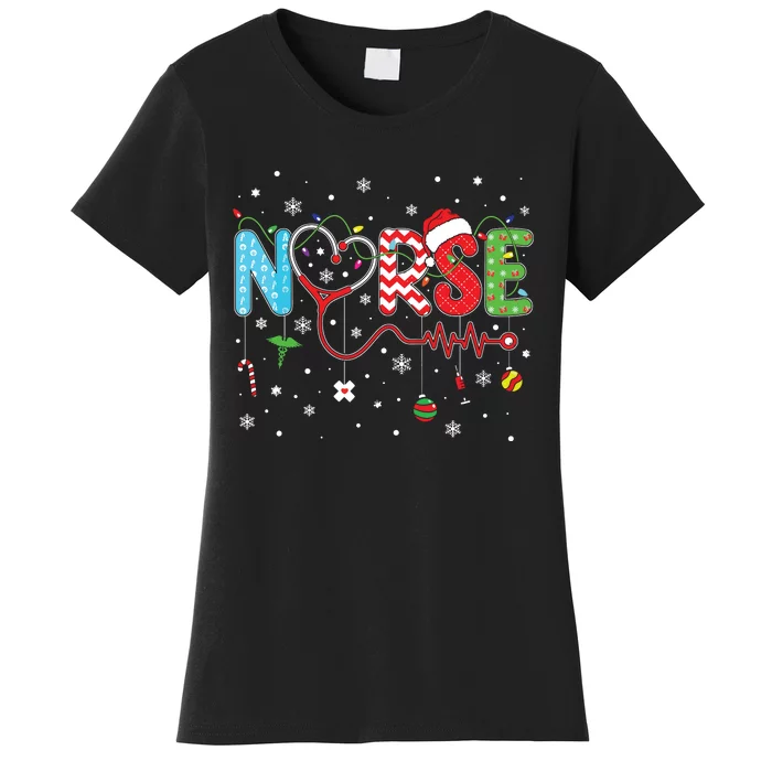 Merry Christmas Nurse Xmas Scrub Nurse Christmas Pattern Women's T-Shirt