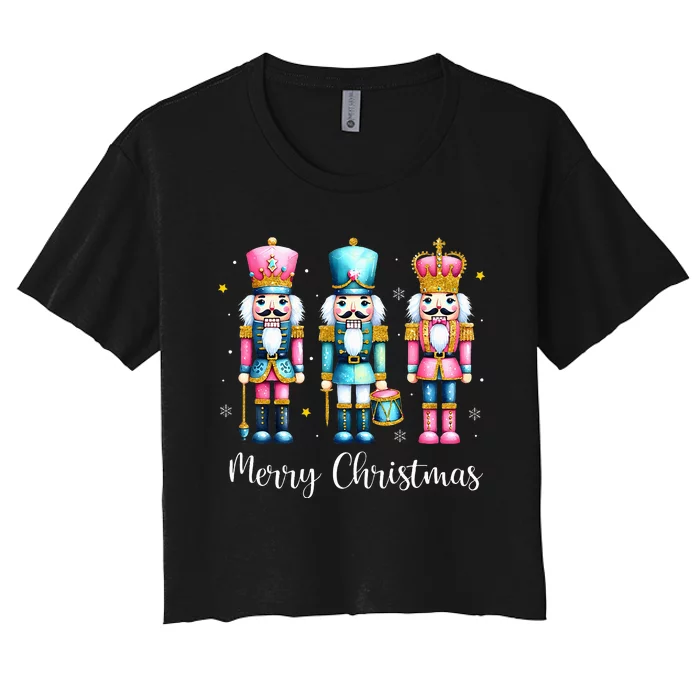 Merry Christmas Nutcracker Ballet Festive Xmas Women's Crop Top Tee