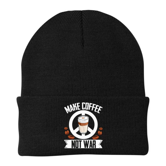 Make Coffee Not War Coffee Bean Barista Drinking Knit Cap Winter Beanie