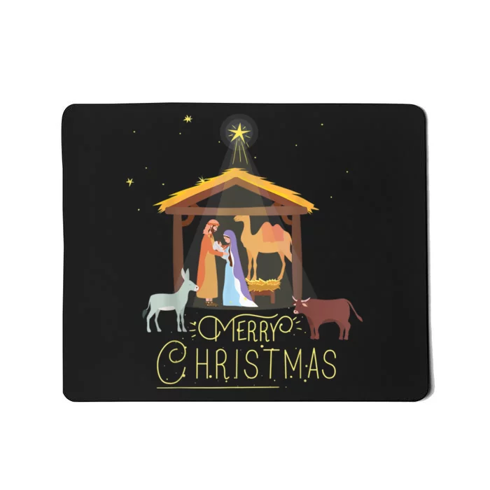 Merry Christmas Nativity Scene North Star Baby Jesus Mousepad