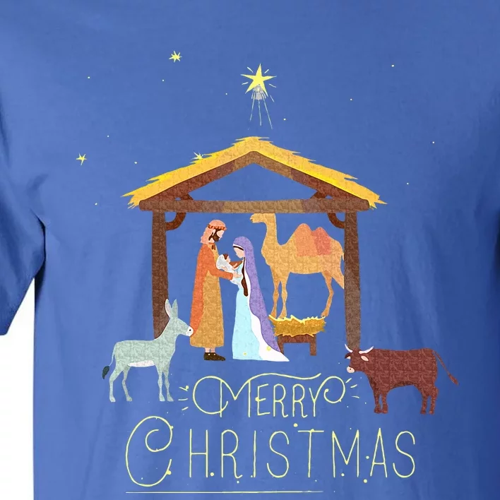 Merry Christmas  Nativity Scene North Star  Baby Jesus Tall T-Shirt