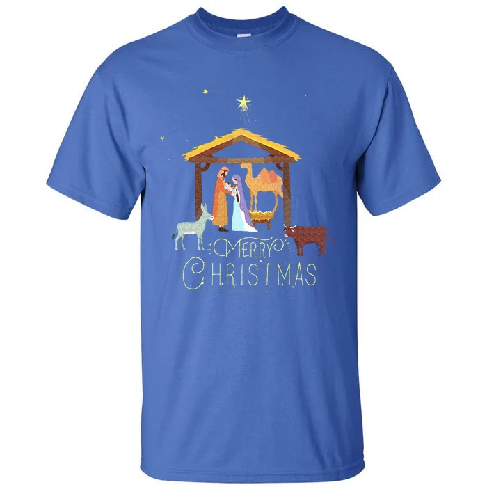 Merry Christmas  Nativity Scene North Star  Baby Jesus Tall T-Shirt