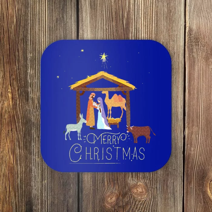 Merry Christmas  Nativity Scene North Star  Baby Jesus Coaster