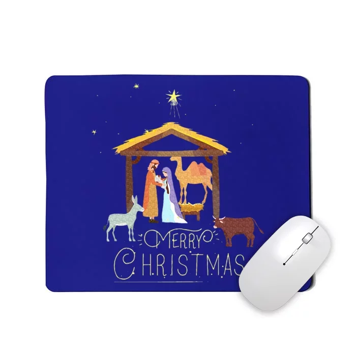 Merry Christmas  Nativity Scene North Star  Baby Jesus Mousepad