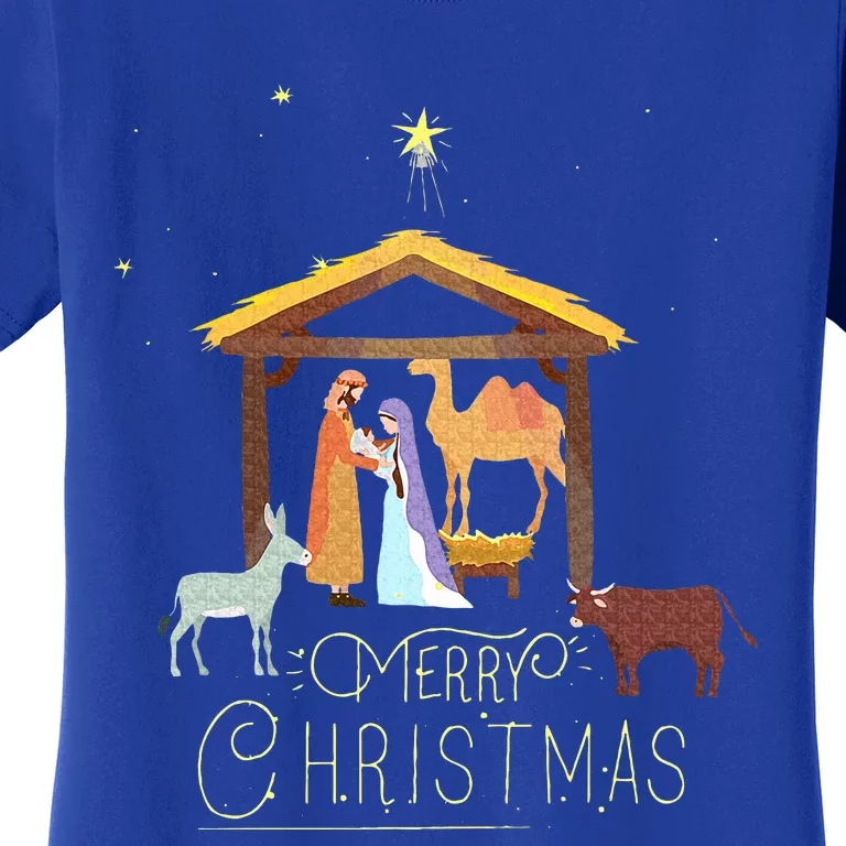 Merry Christmas  Nativity Scene North Star  Baby Jesus Women's T-Shirt