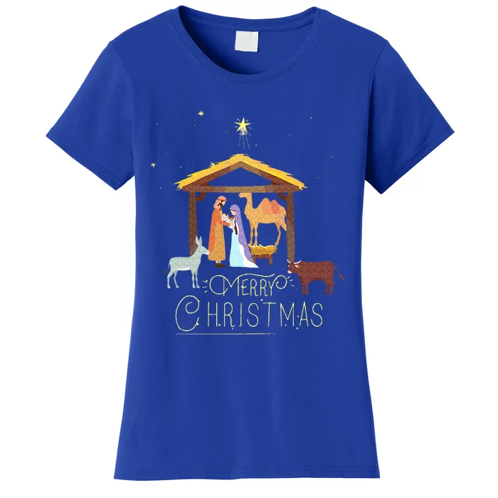 Merry Christmas  Nativity Scene North Star  Baby Jesus Women's T-Shirt