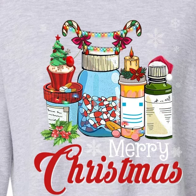 Merry Christmas Nurse Er Nicu Icu Rn Nurses Xmas Pajama Funny Gift Cropped Pullover Crew