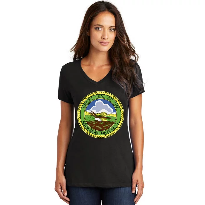 Muscogee Creek Nation Muskogee Mvskoke Women's V-Neck T-Shirt