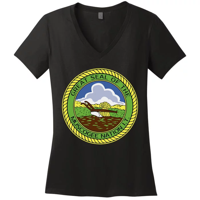 Muscogee Creek Nation Muskogee Mvskoke Women's V-Neck T-Shirt