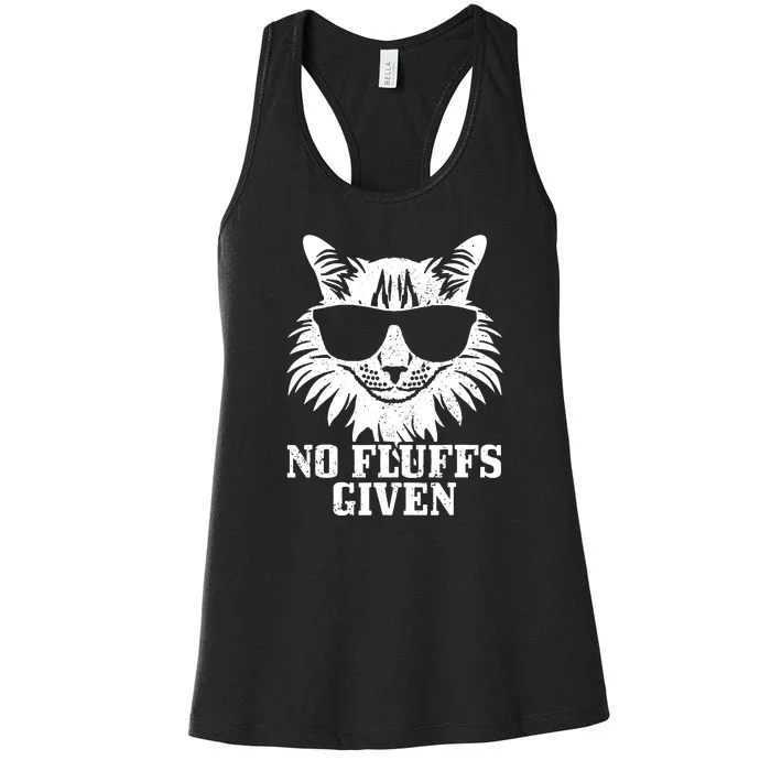 Maine Coon No Fluffs Given Cat Mom Dad Funny Cat Maine Coon Women's Racerback Tank