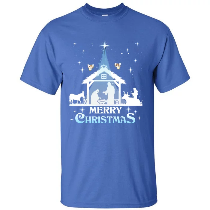 Merry Christmas Nativity Scene North Star Jesus Cute Gift Tall T-Shirt