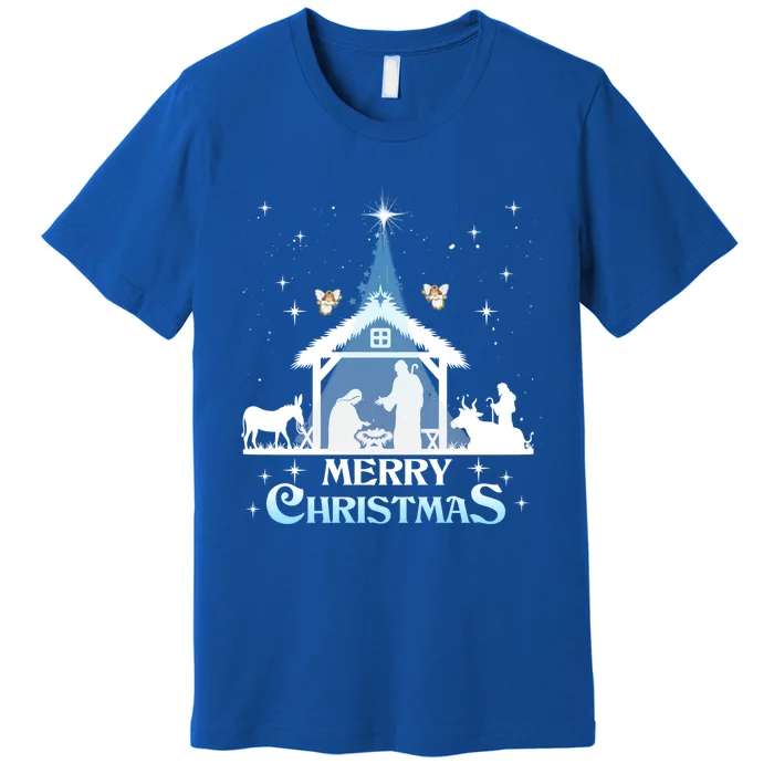 Merry Christmas Nativity Scene North Star Jesus Cute Gift Premium T-Shirt